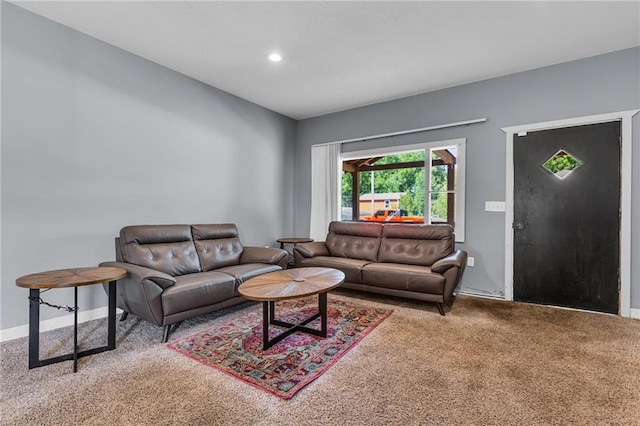 living room featuring carpet flooring