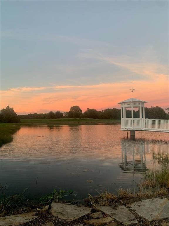 view of water feature featuring a gazebo