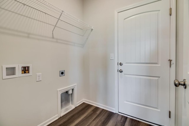 clothes washing area featuring washer hookup, dark hardwood / wood-style floors, and electric dryer hookup