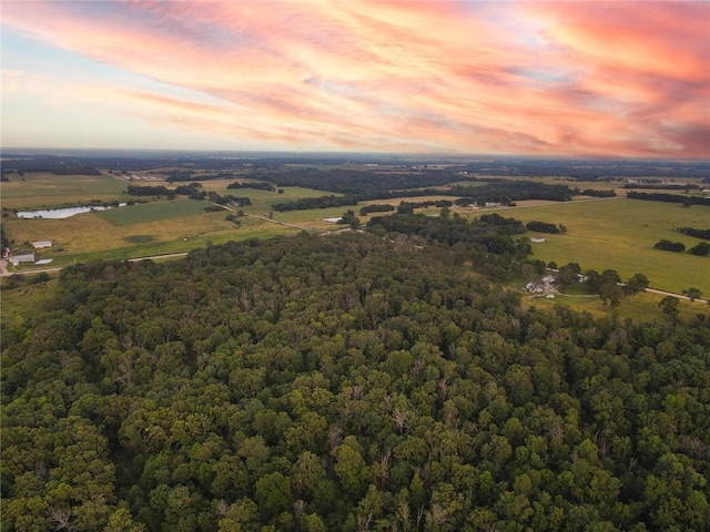 view of aerial view at dusk