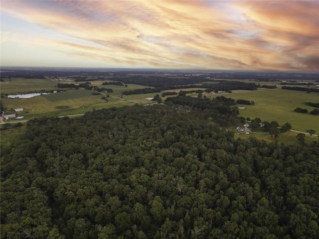 view of aerial view at dusk