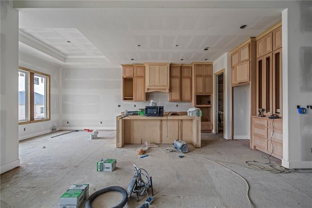 kitchen with light brown cabinets