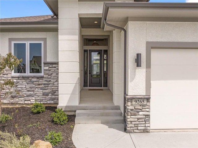 property entrance featuring a garage