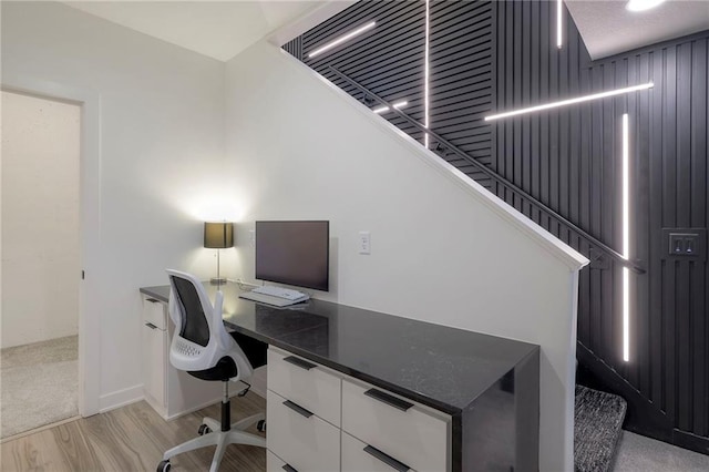 home office featuring light hardwood / wood-style flooring