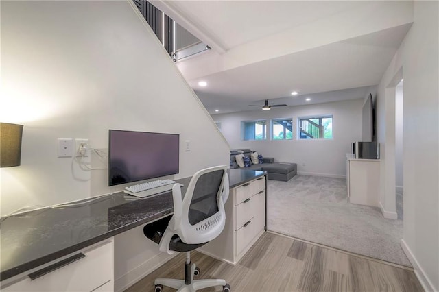 office with light hardwood / wood-style floors