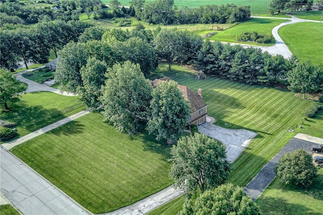 bird's eye view with a rural view