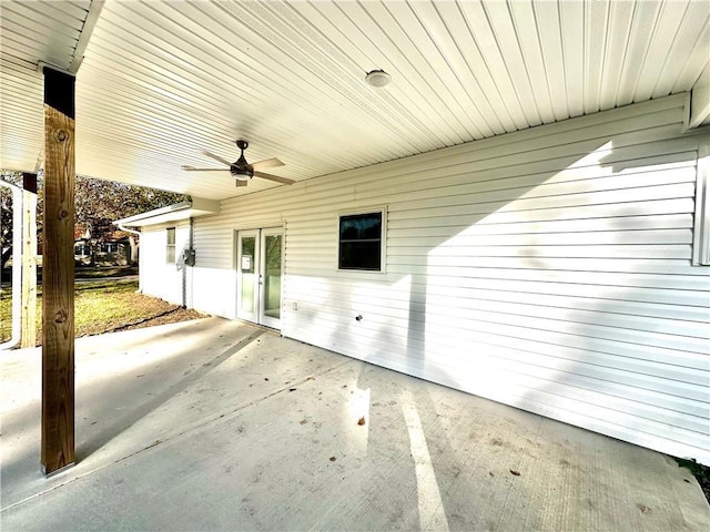 view of patio with ceiling fan