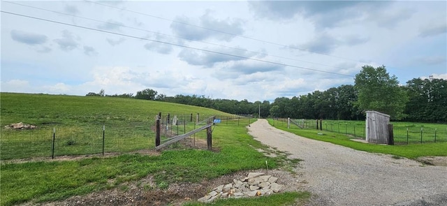 view of road with a rural view