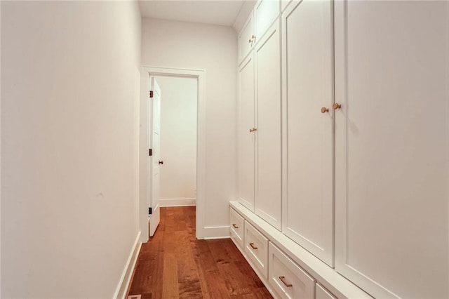 mudroom with hardwood / wood-style flooring