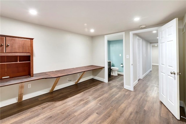 interior space with dark hardwood / wood-style floors