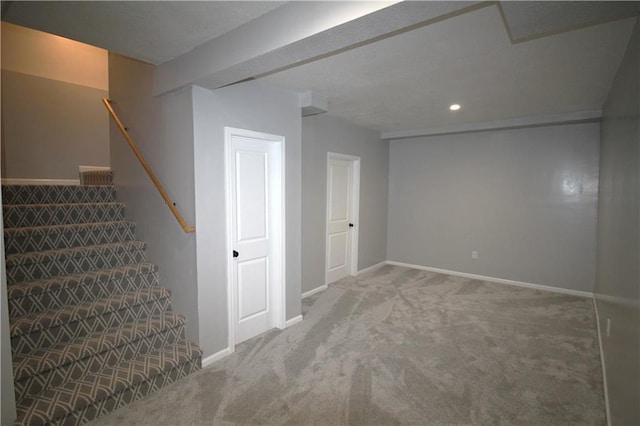 basement with carpet