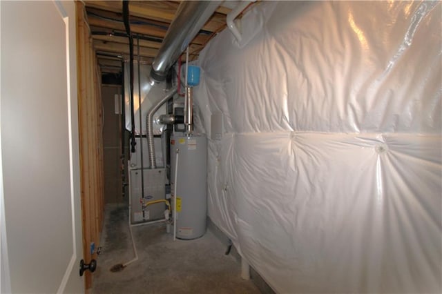 utility room with water heater