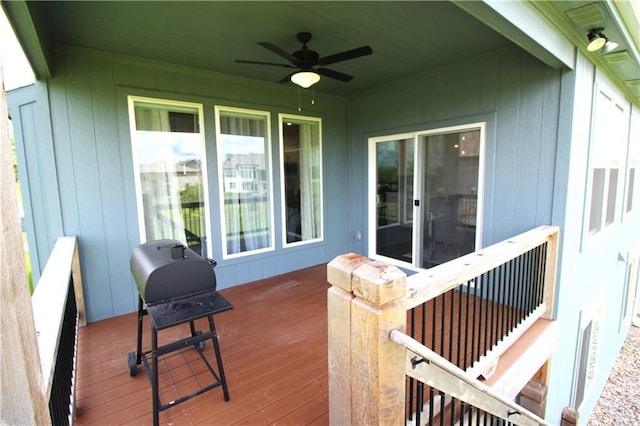 deck featuring ceiling fan