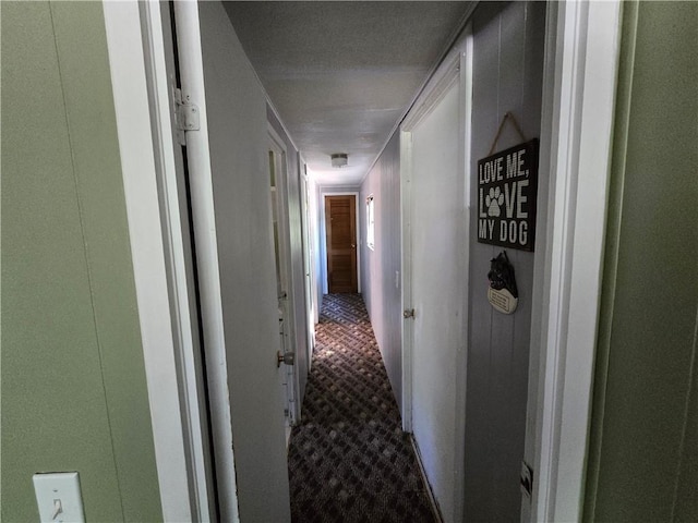 hallway with carpet flooring