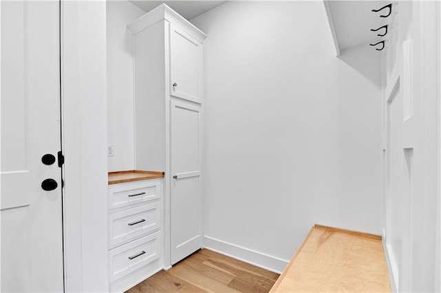 spacious closet featuring light wood-type flooring