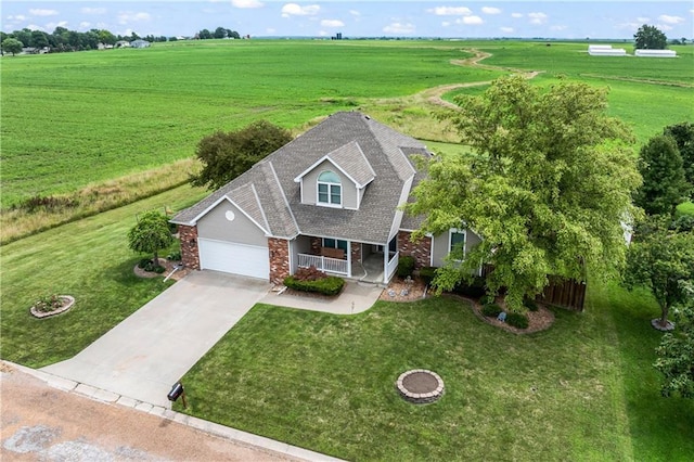 aerial view featuring a rural view