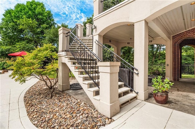 exterior space featuring stairs
