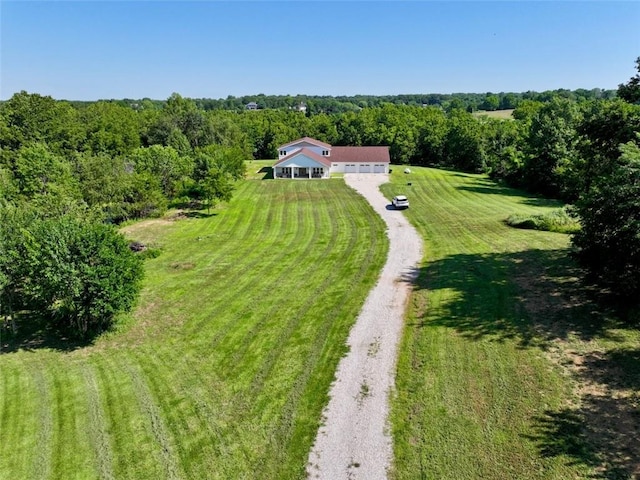 aerial view with a rural view