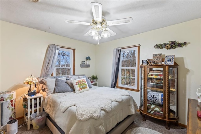 bedroom with carpet flooring and ceiling fan