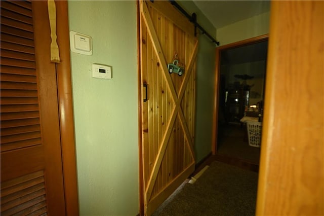 hallway with a barn door