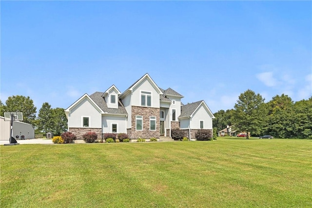 craftsman-style house with a front lawn