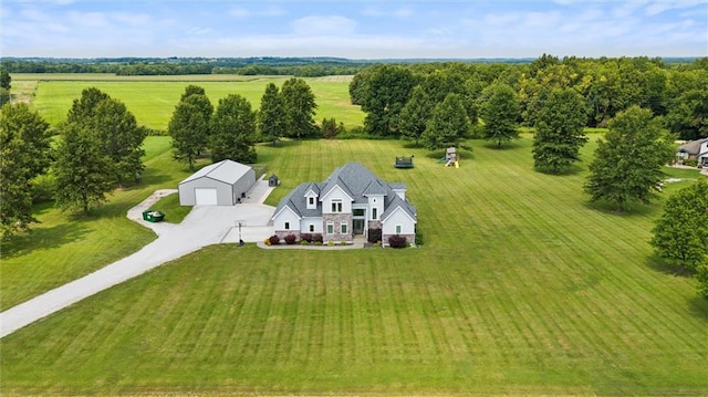 drone / aerial view with a rural view