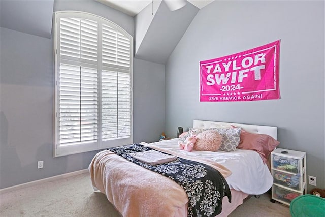 bedroom with carpet flooring and ceiling fan