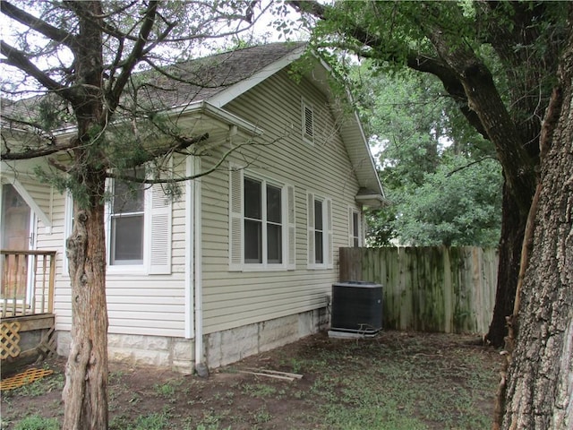 view of property exterior featuring central AC unit