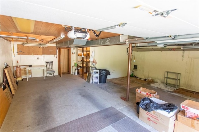 garage with a garage door opener