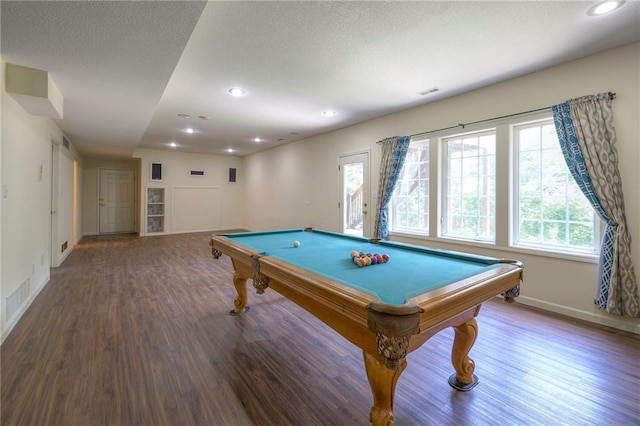 rec room with pool table and wood-type flooring