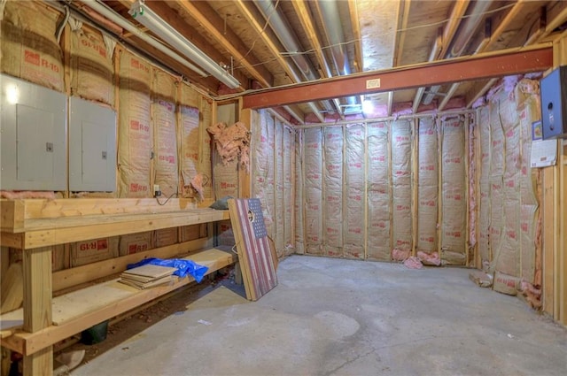 basement with electric panel