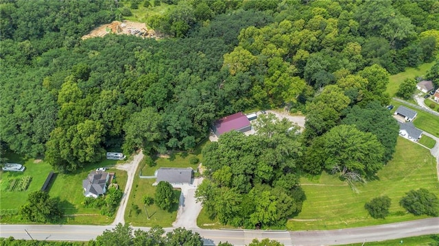 drone / aerial view with a view of trees