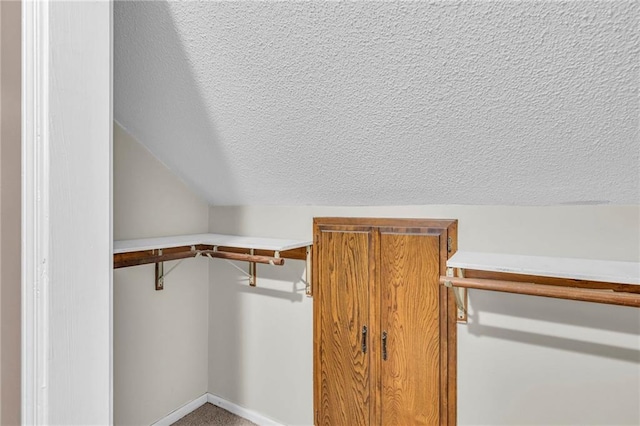 walk in closet with lofted ceiling