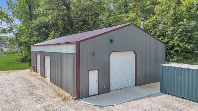 view of detached garage