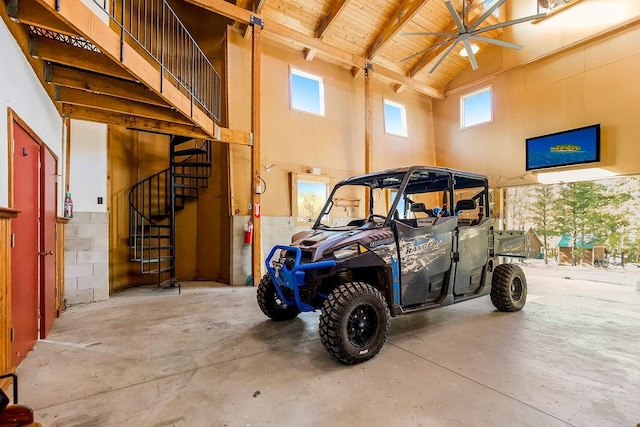 garage with wood ceiling