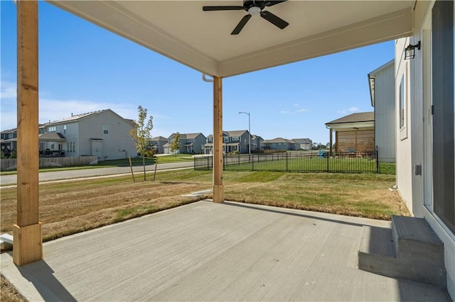 view of patio / terrace with ceiling fan