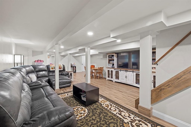 living room with hardwood / wood-style flooring