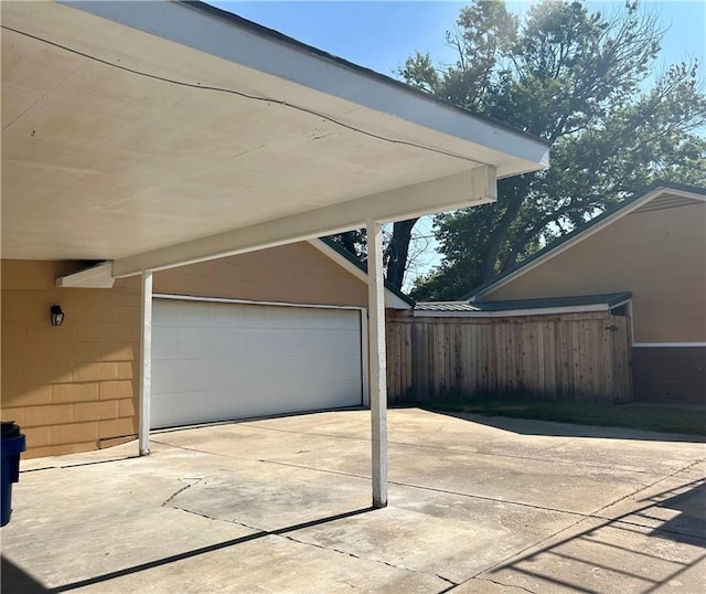 view of garage