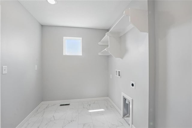 780 Creekmoor Dr, Raymore, MO 64083 - washroom featuring washer hookup, baseboards, electric dryer hookup, and marble finish flooring