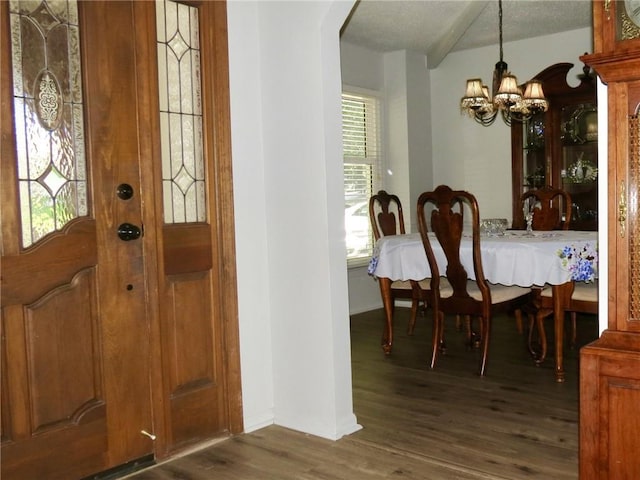 foyer featuring a chandelier, dark hardwood / wood-style floors, and a wealth of natural light