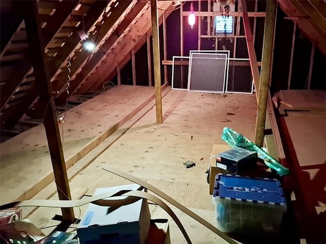 view of unfinished attic