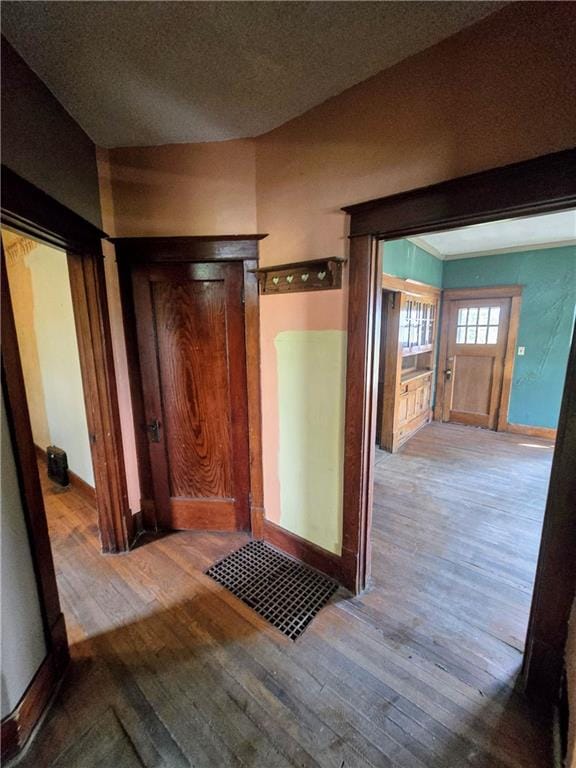 hall featuring wood-type flooring