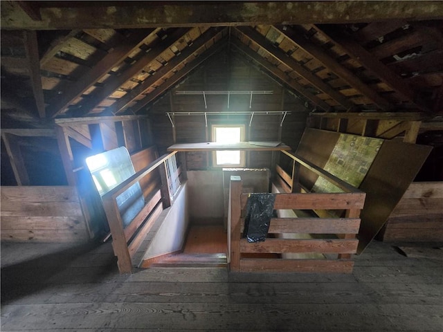 view of unfinished attic