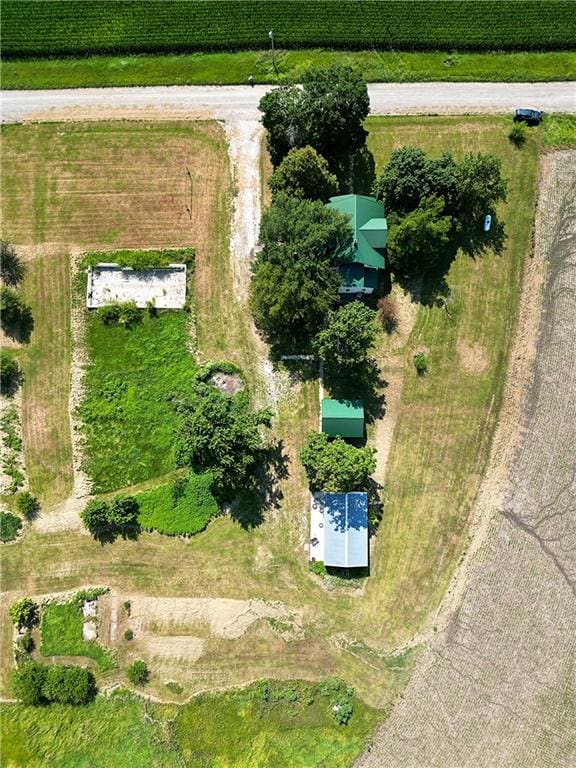 bird's eye view with a rural view