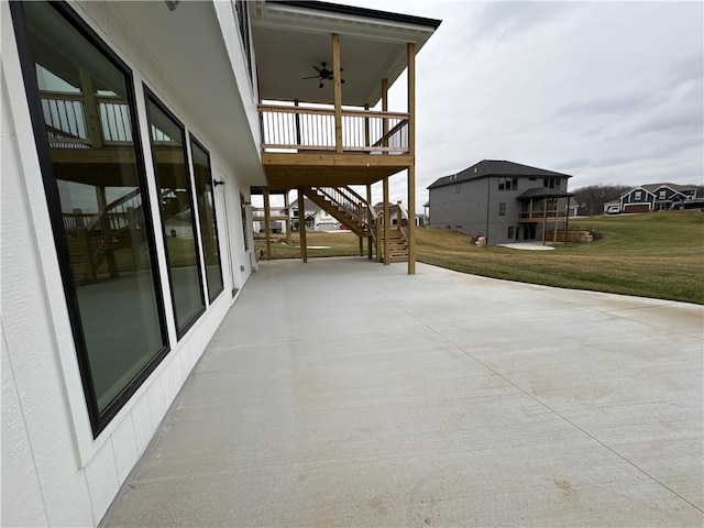 12870 N Champanel Way, Platte City, MO 64079 - view of patio / terrace with stairs and a ceiling fan