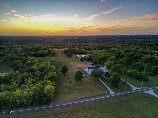 view of aerial view at dusk