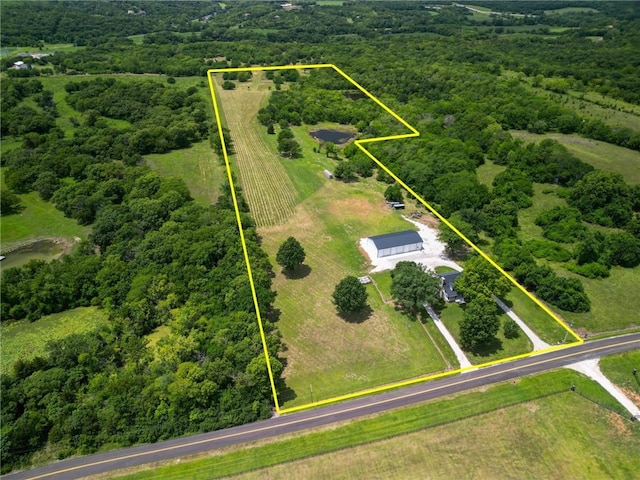 aerial view with a rural view