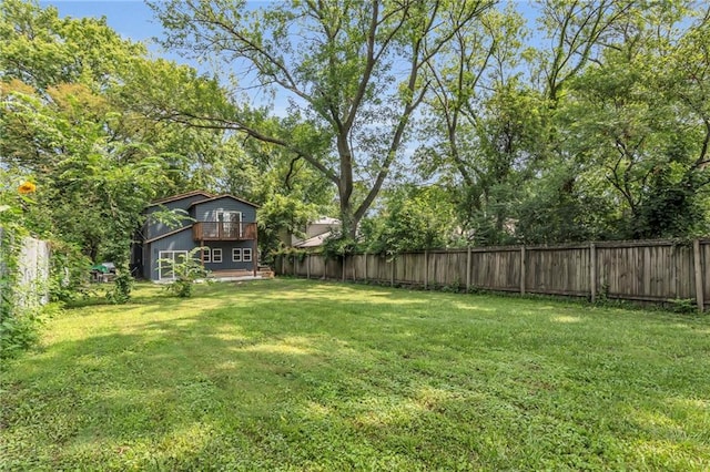 view of yard featuring a deck