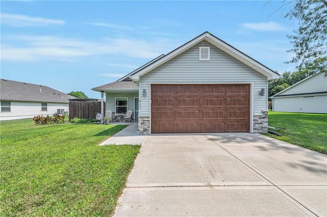 single story home with a front yard