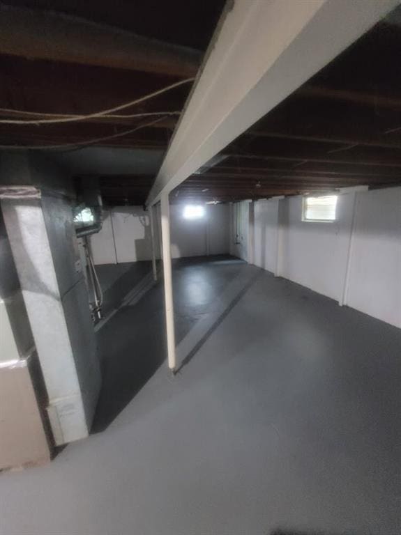 basement with heating unit